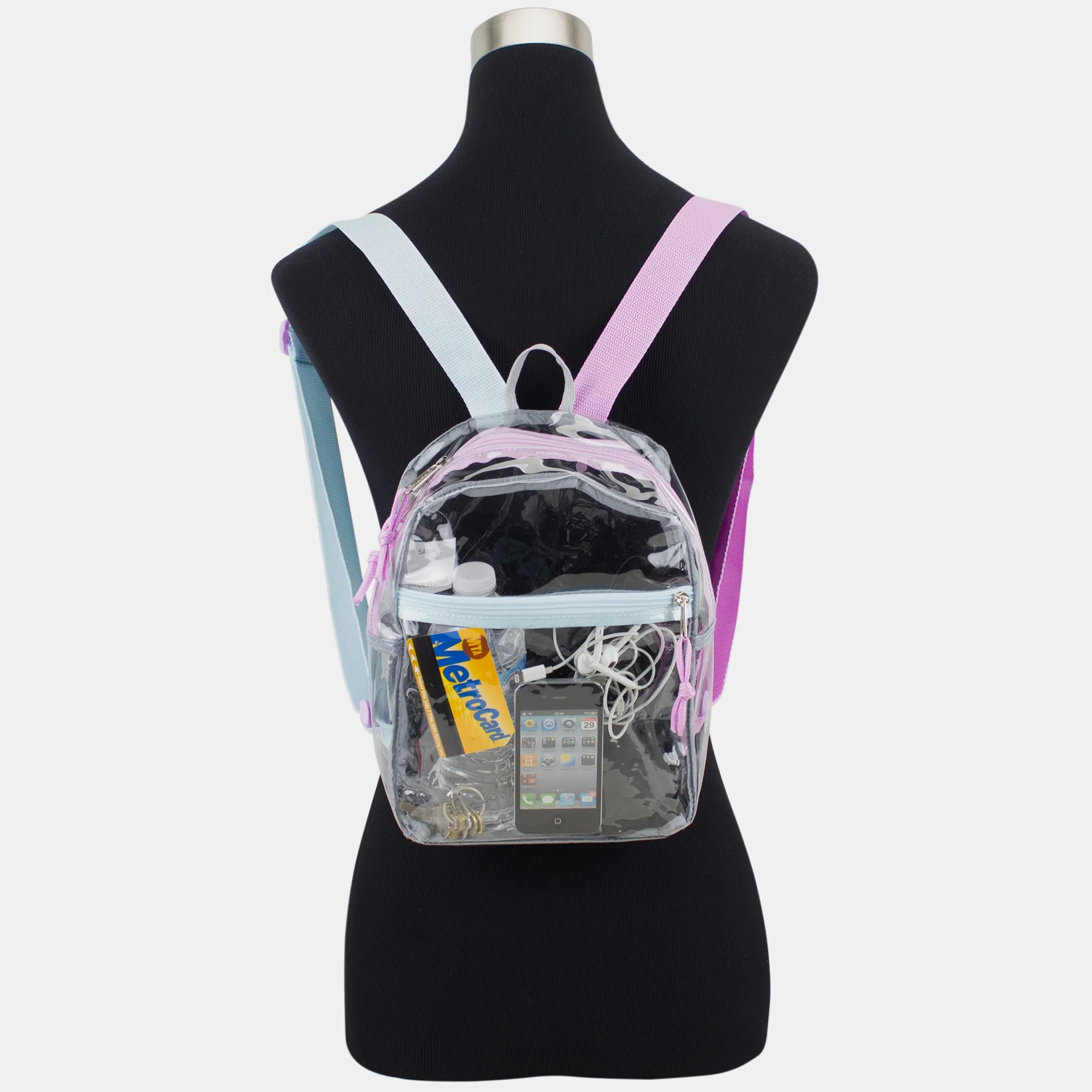 100% Transparent Clear Mini Backpack with Adjustable Straps