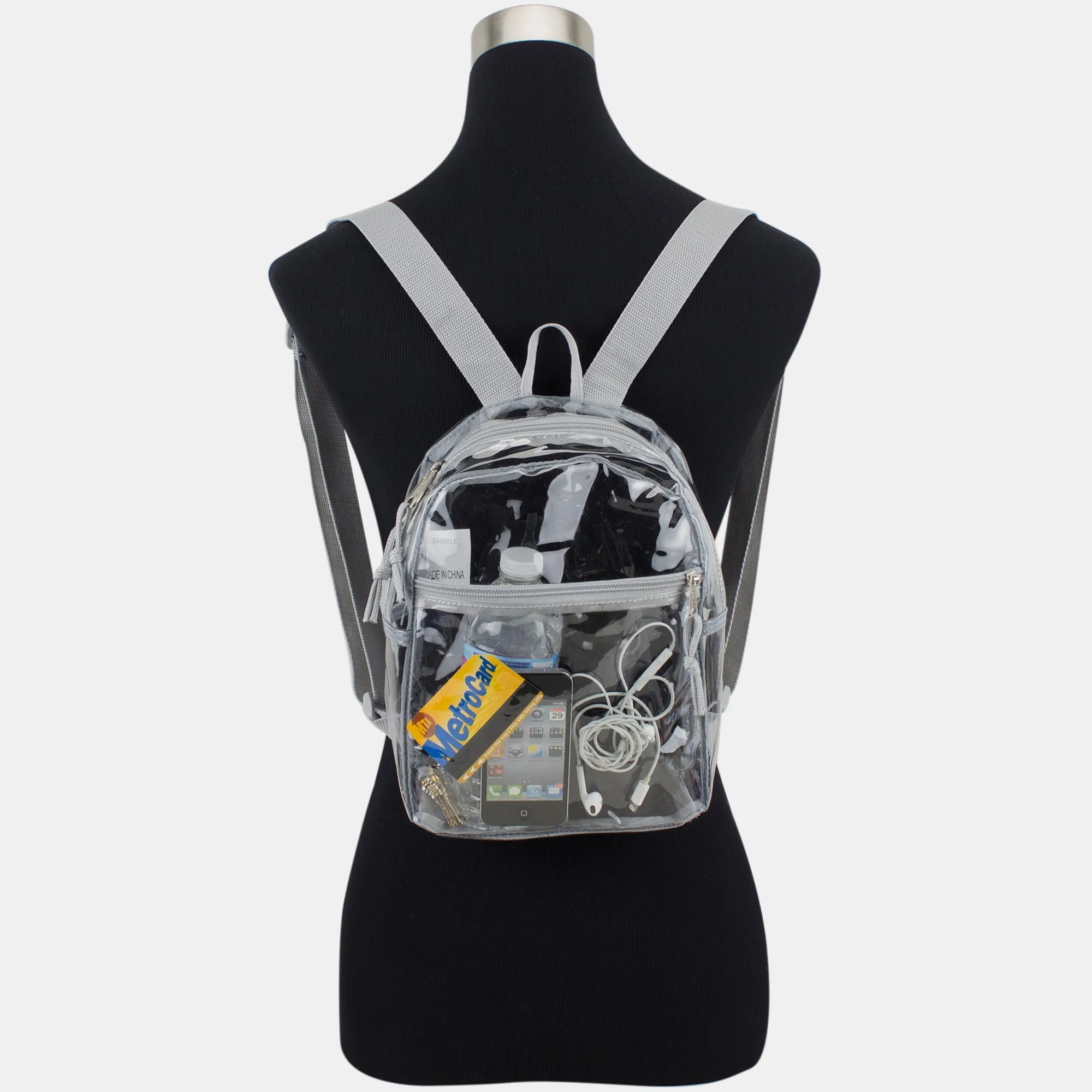 100% Transparent Clear Mini Backpack with Adjustable Straps