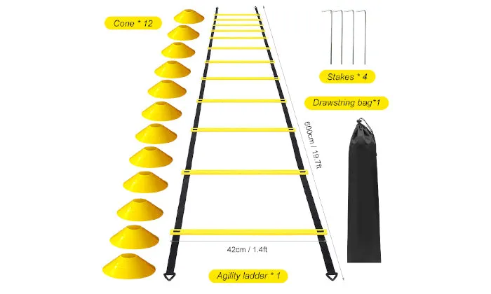 12 Rung Agility Speed Ladder Set 19.7ft