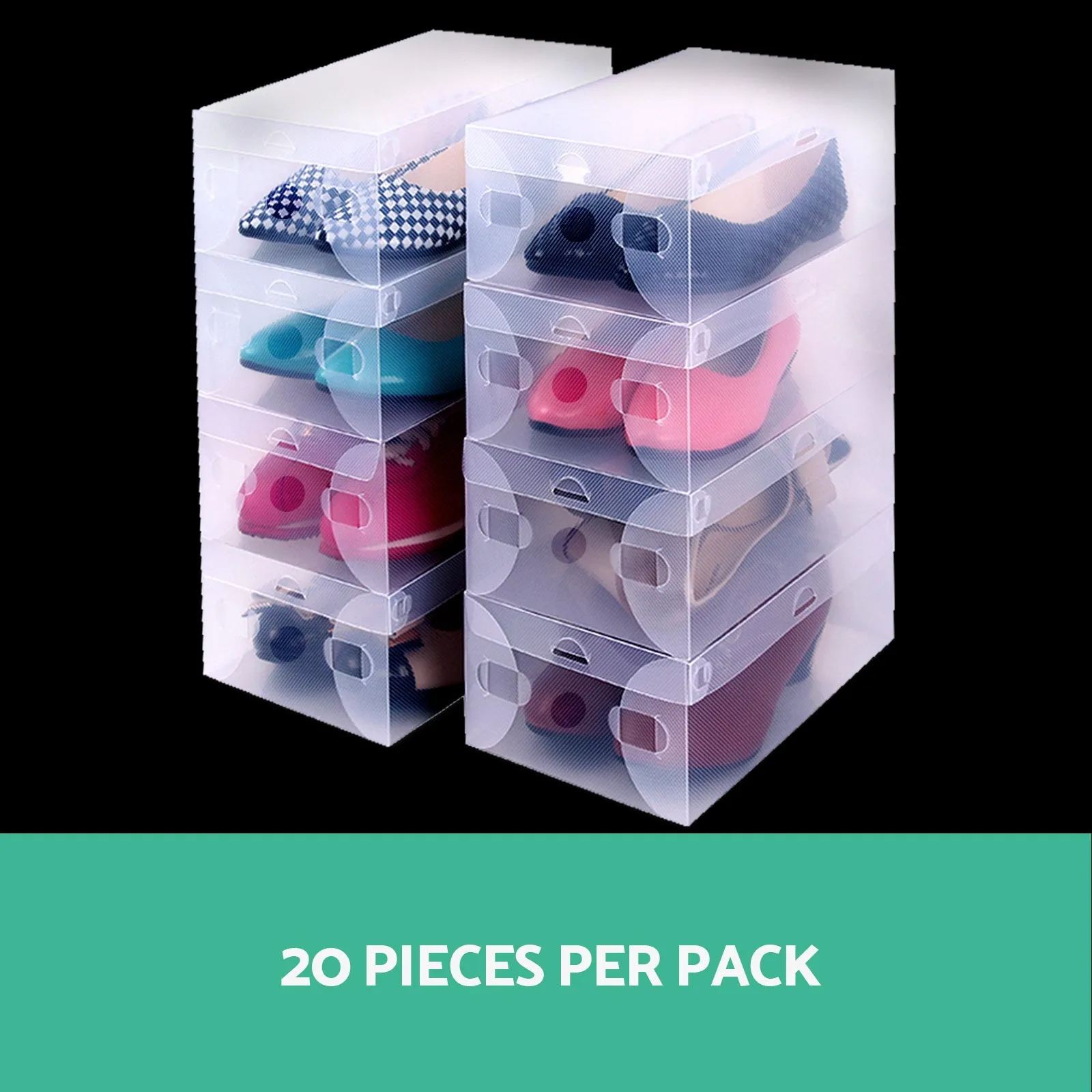 20X Transparent Foldable Stackable Shoe Boxes - Artiss