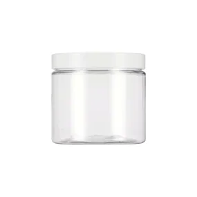 300ml PET Plastic Cosmetic Jar White Lid 8.5x6.3cm