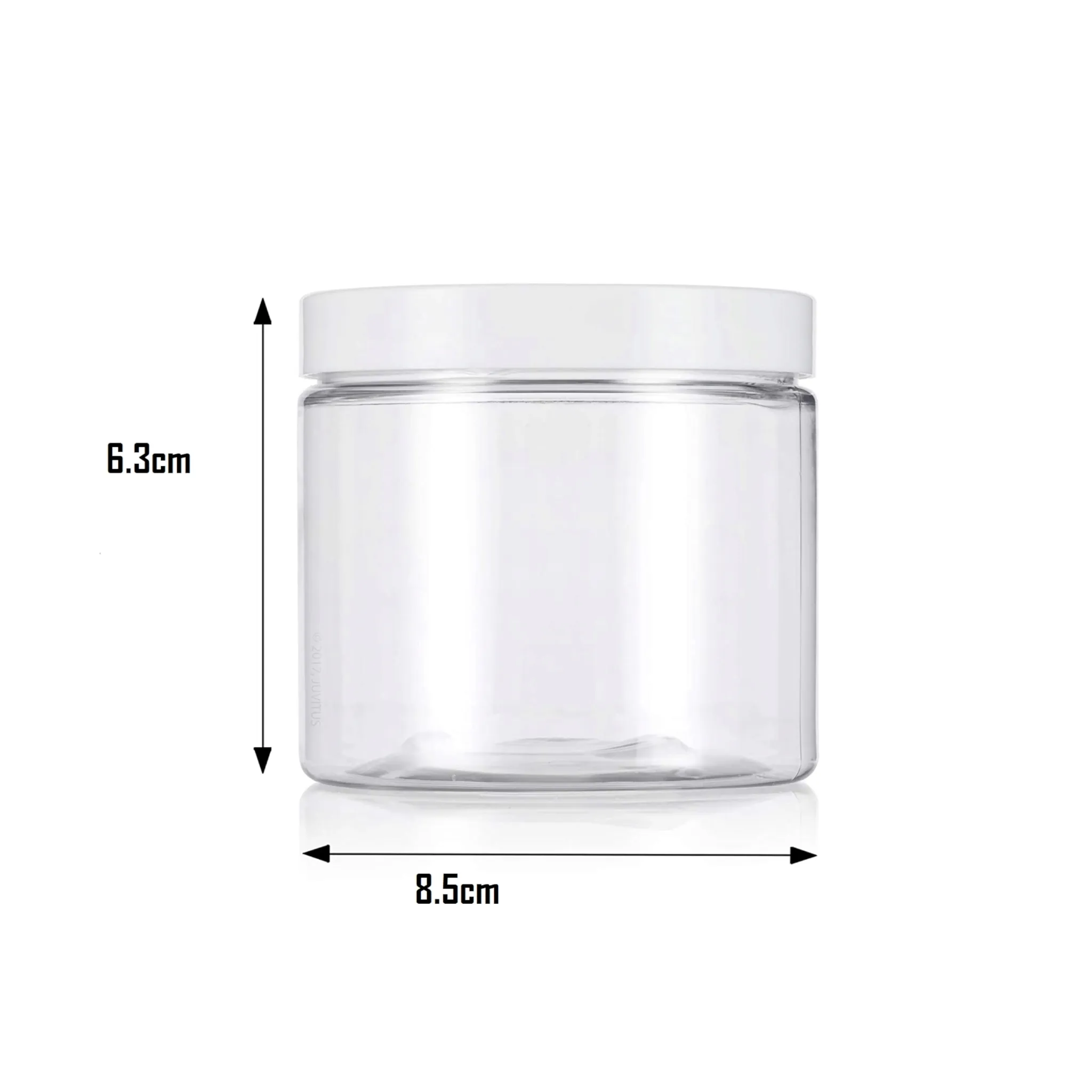 300ml PET Plastic Cosmetic Jar White Lid 8.5x6.3cm