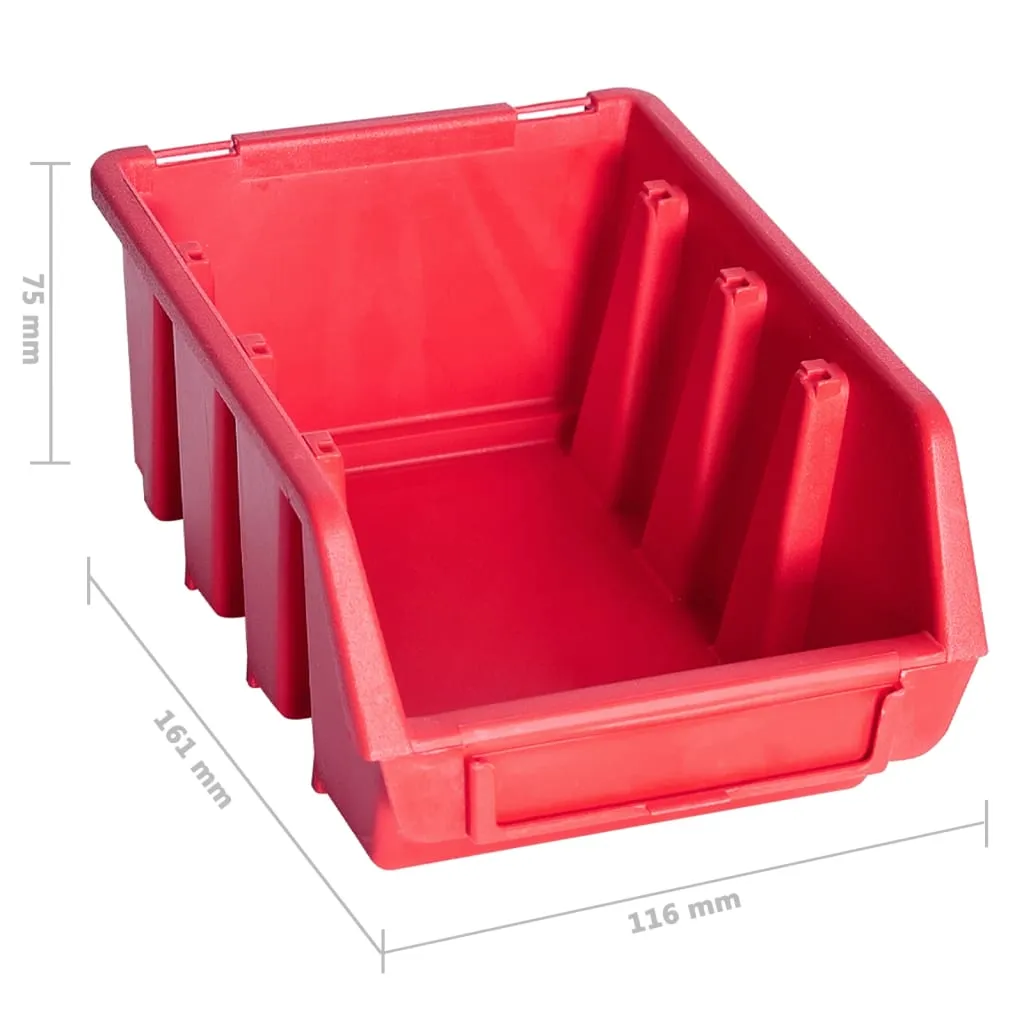 39 Piece Storage Bin Kit with Wall Panels Red and Black