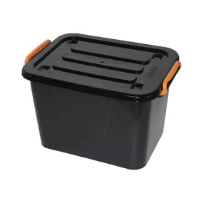 45L Storage Utility Box Container Black Plastic Nu Ware