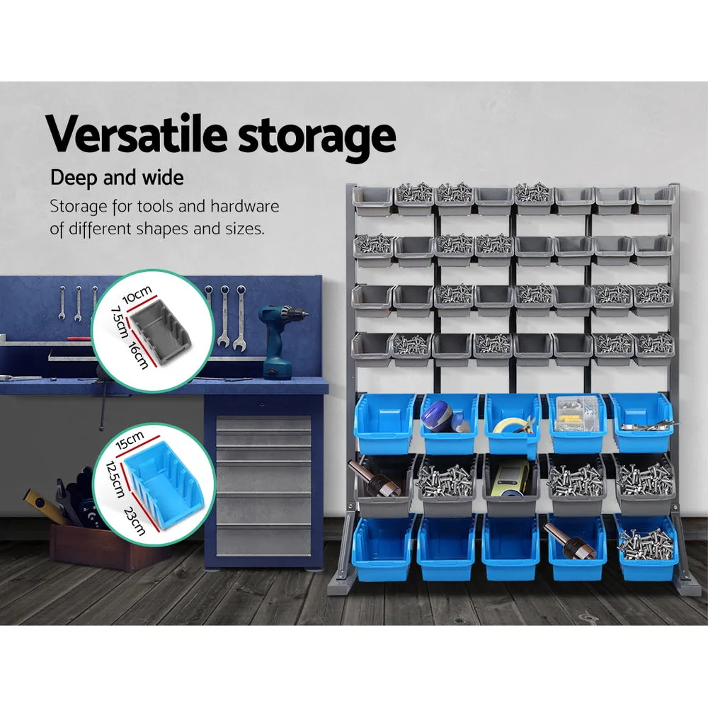 47 Tool Storage Shelving Bin Rack Floor Stand Heavy Duty Organiser