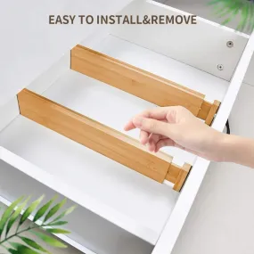 4pcs Bamboo Expandable Adjustable Drawer Dividers Organizers