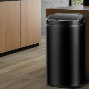 58L Black Motion Sensor Bin, Fingerprint-Resistant Steel - Devanti