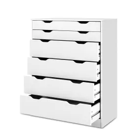 6 Drawer Tallboy Storage Dresser White