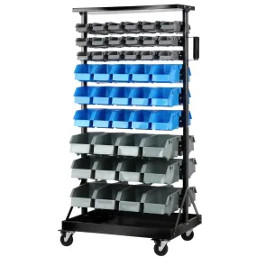 90 Bin Storage Rack On Wheels Steel Frame Unit Mechanic Workshop