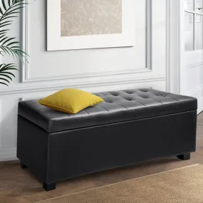 Black Leather Storage Ottoman, 97cm, Faux PU, Artiss