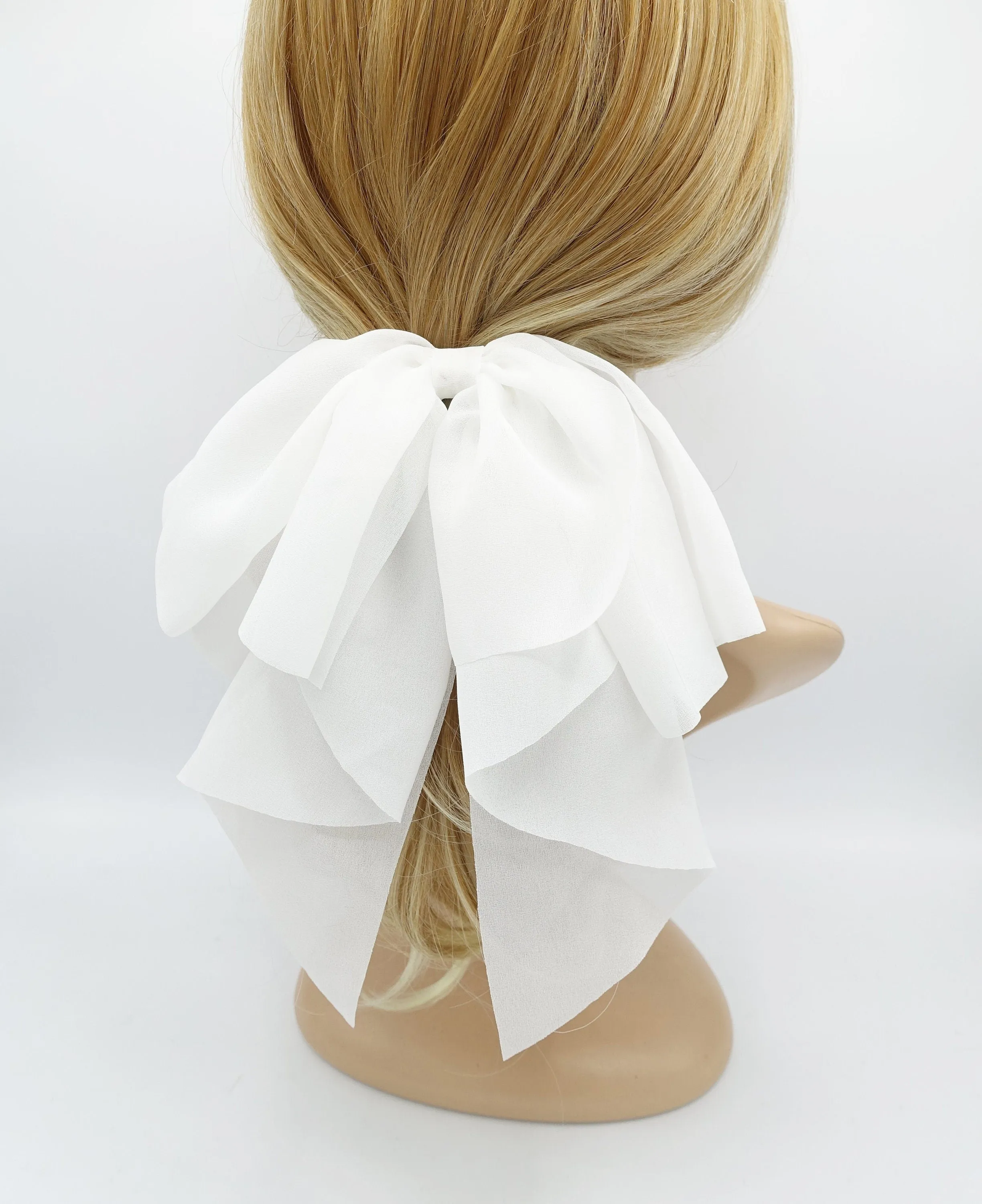 chiffon droopy hair bow sheer hair accessory for women