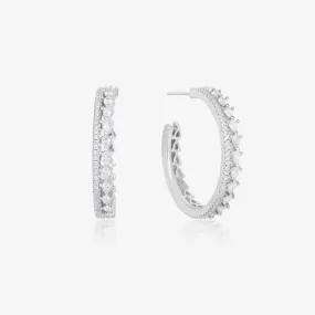 CZ-Studded Chunky Layered C-Hoop Earrings