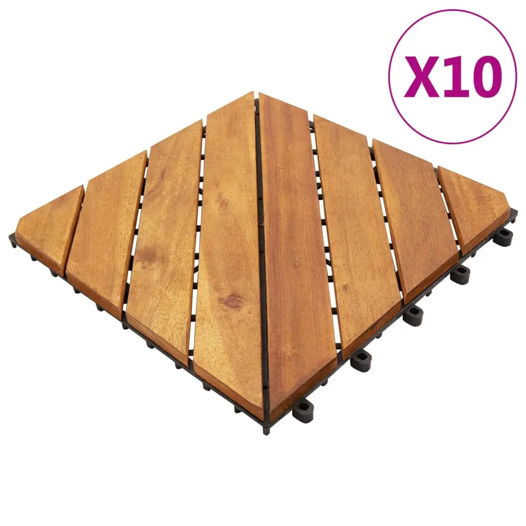 Decking Tiles 10 pcs 30x30 cm Solid Acacia Wood