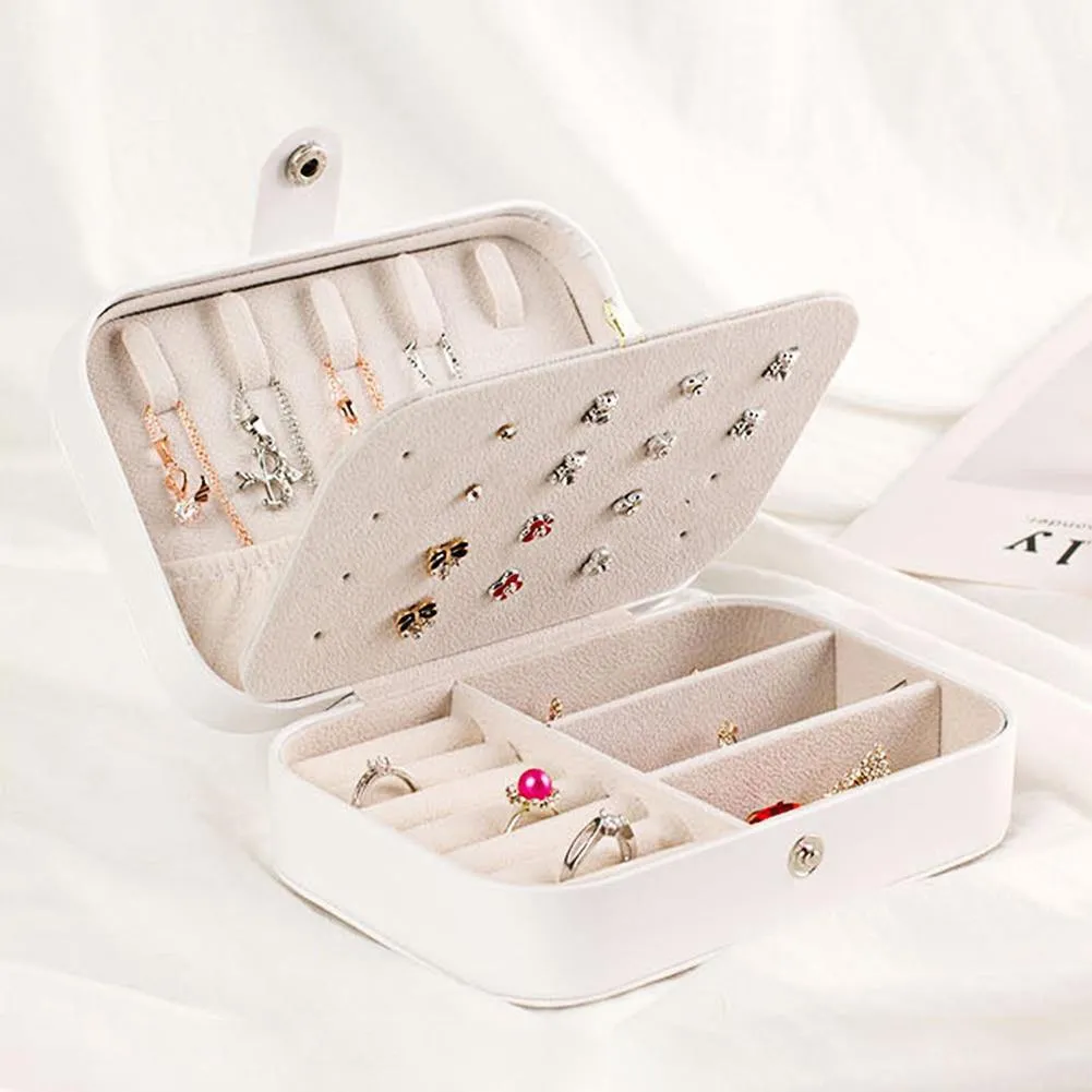 Double-Layer Leather Jewelry Organizer Box