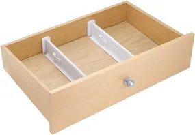 Expandable Drawer Organiser Narrow White- Set of 2