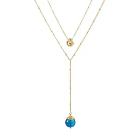 Gold Layered Necklace for Women with Acrylic Color Stone