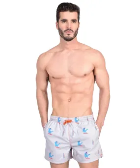 Gray Surfing T-Rex Swim Trunks by EightX