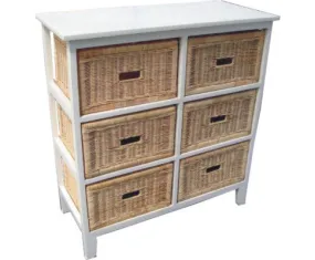 Hyssop Tallboy 6 Chest of Drawers Cane Bedroom Kitchen Bathroom Storage Shelf