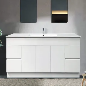 LUCA 1500mm Floor Standing Bathroom Vanity   Single Ceramic Top