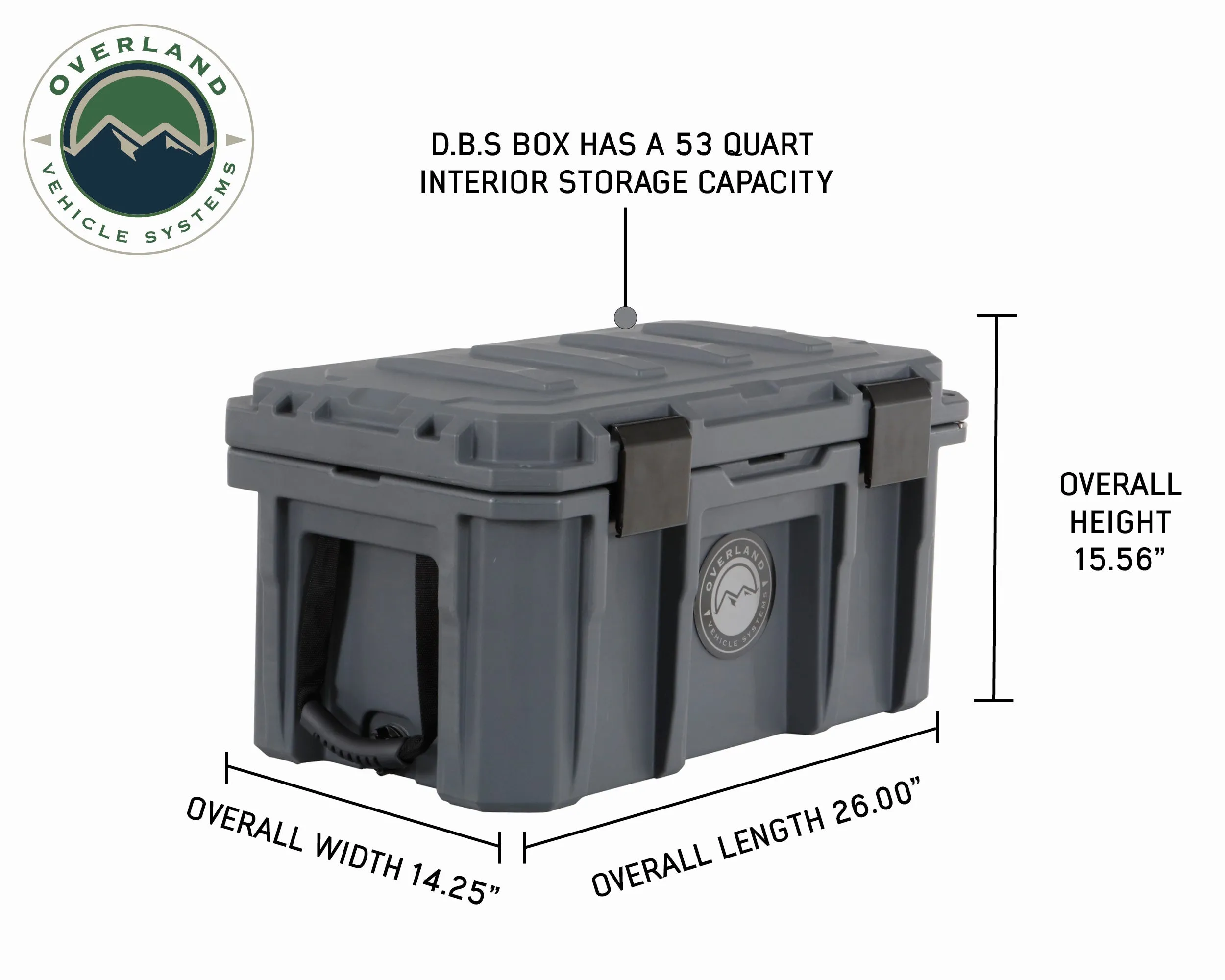 Overland Vehicle Systems D.B.S. - Dark Grey 53 QT Dry Box With Drain, And Bottle Opener