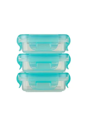 Preppin' Smart EZ Lock Plastic Container - 3 Pack/ Square