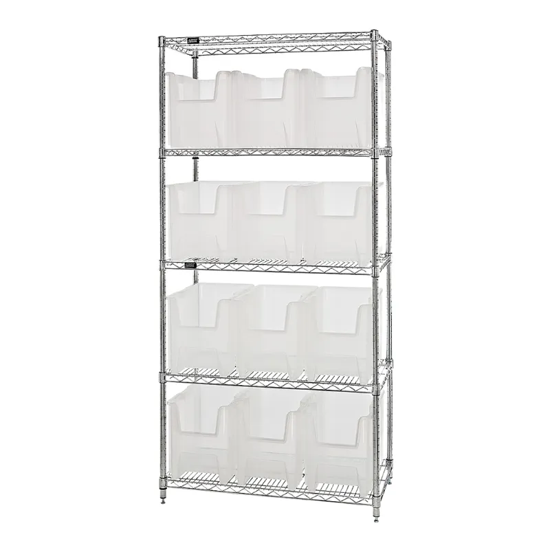 Quantum WR5-600CL 5 Shelf 36" x 18" x 74" Bin Storage System w/ 12 QGH600CL Bins