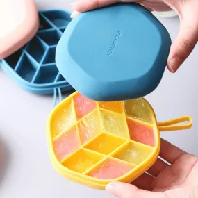 Silicone 12 Cavity Hexagon 3D Ice Mold DIY Popsicle Mould Ice Cream Makers Storage Box