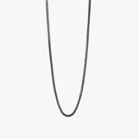 Silver Black Rhodium Sterling Silver Classic Box Chain Necklace