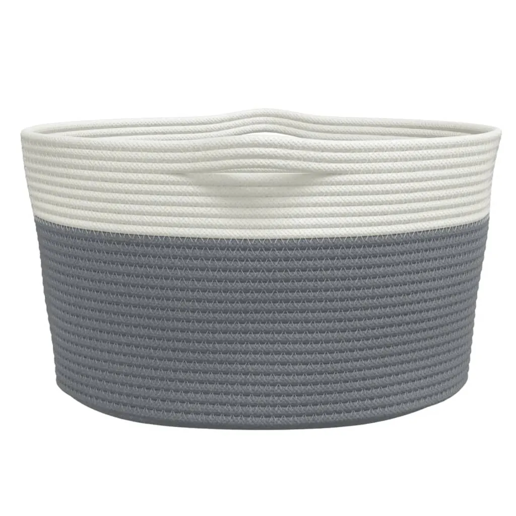 Storage Basket Grey and White Ø40x25 cm Cotton