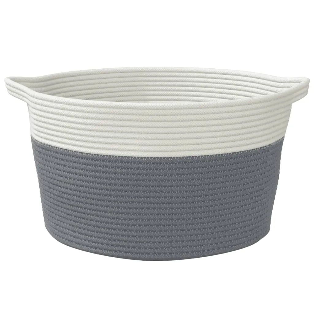 Storage Basket Grey and White Ø40x25 cm Cotton