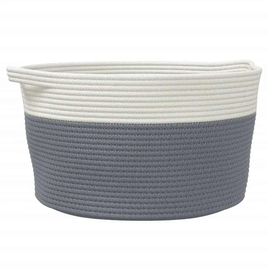 Storage Basket Grey and White Ø40x25 cm Cotton