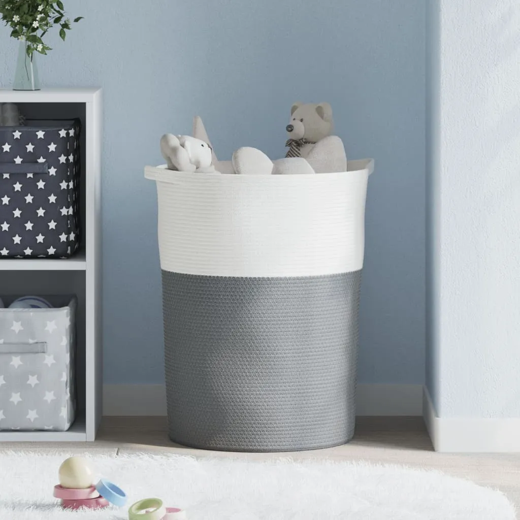 Storage Basket Grey and White Ø49x65 cm Cotton