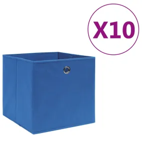 Storage Boxes 10 pcs Non-woven Fabric 28x28x28 cm Blue