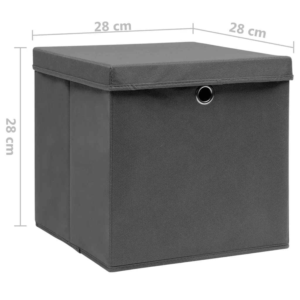 Storage Boxes with Covers 10 pcs 28x28x28 cm Grey