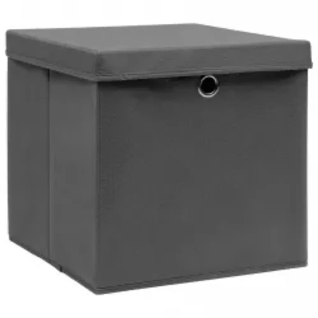 Storage Boxes with Covers 10 pcs 28x28x28 cm Grey