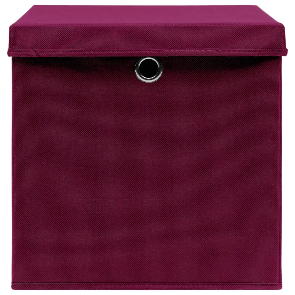 Storage Boxes with Covers 4 pcs 28x28x28 cm Dark Red