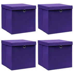 Storage Boxes with Lids 4 pcs Purple 32x32x32 cm Fabric